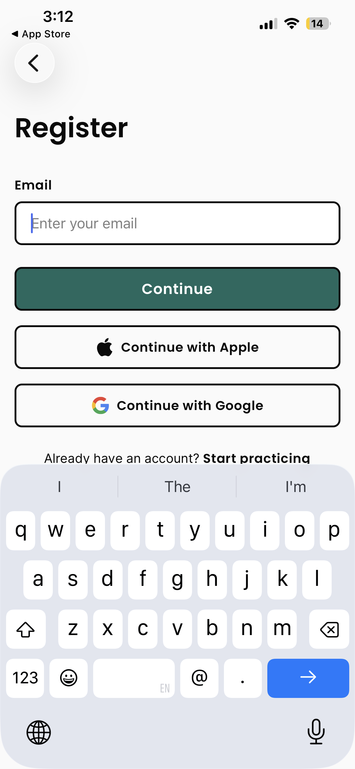 Sign up — zadanie emailu