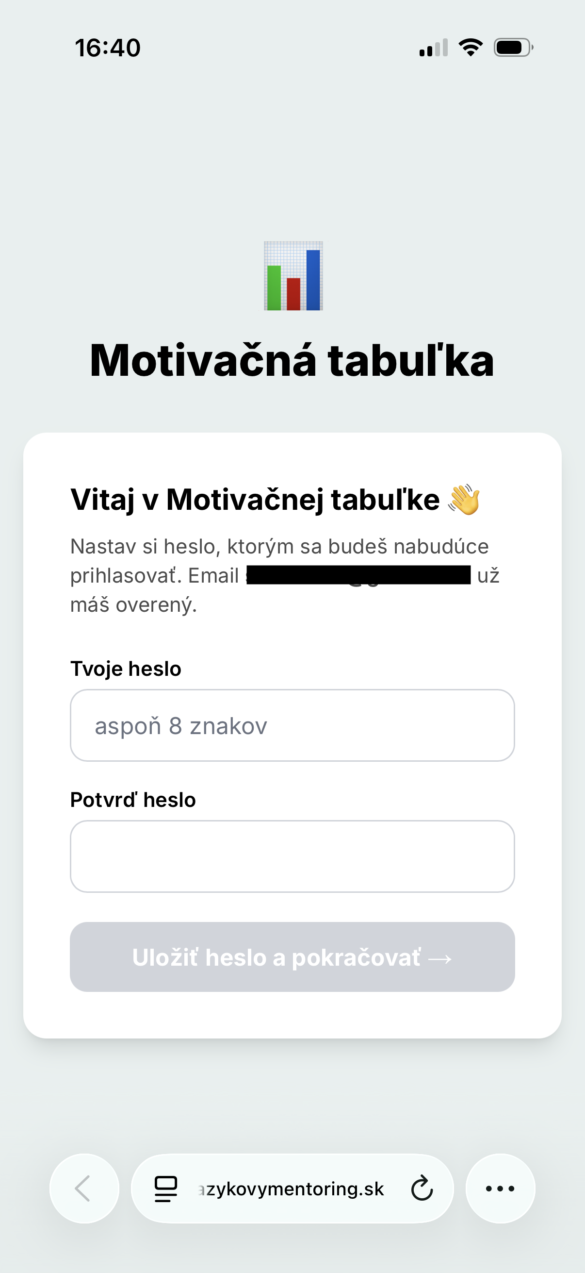 Nastavenie hesla na mobile