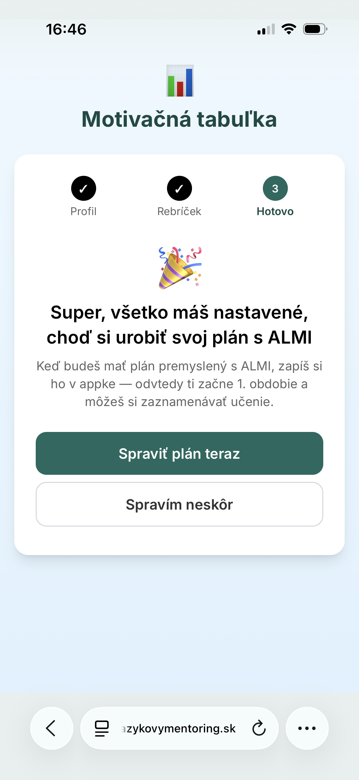 Krok 3 Hotovo na mobile