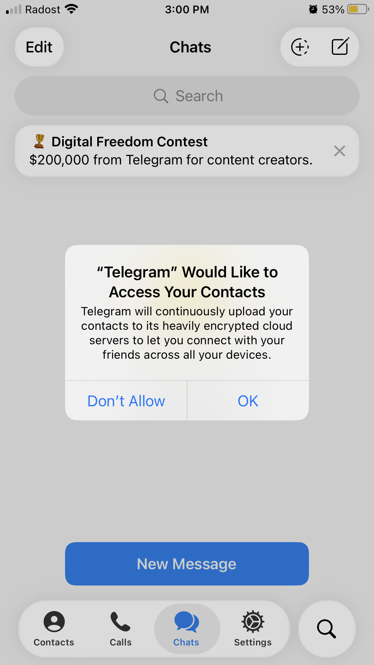 Telegram by chcel prístup ku kontaktom