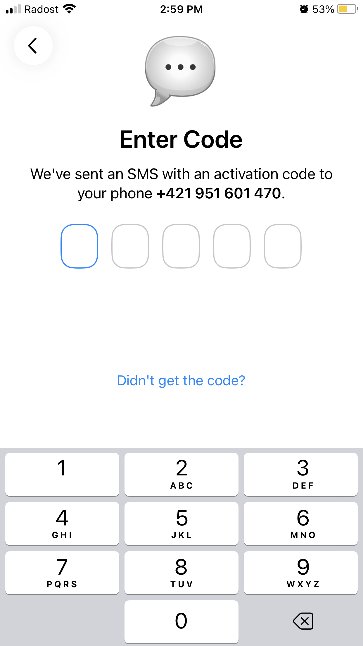 Telegram — zadanie SMS overovacieho kódu