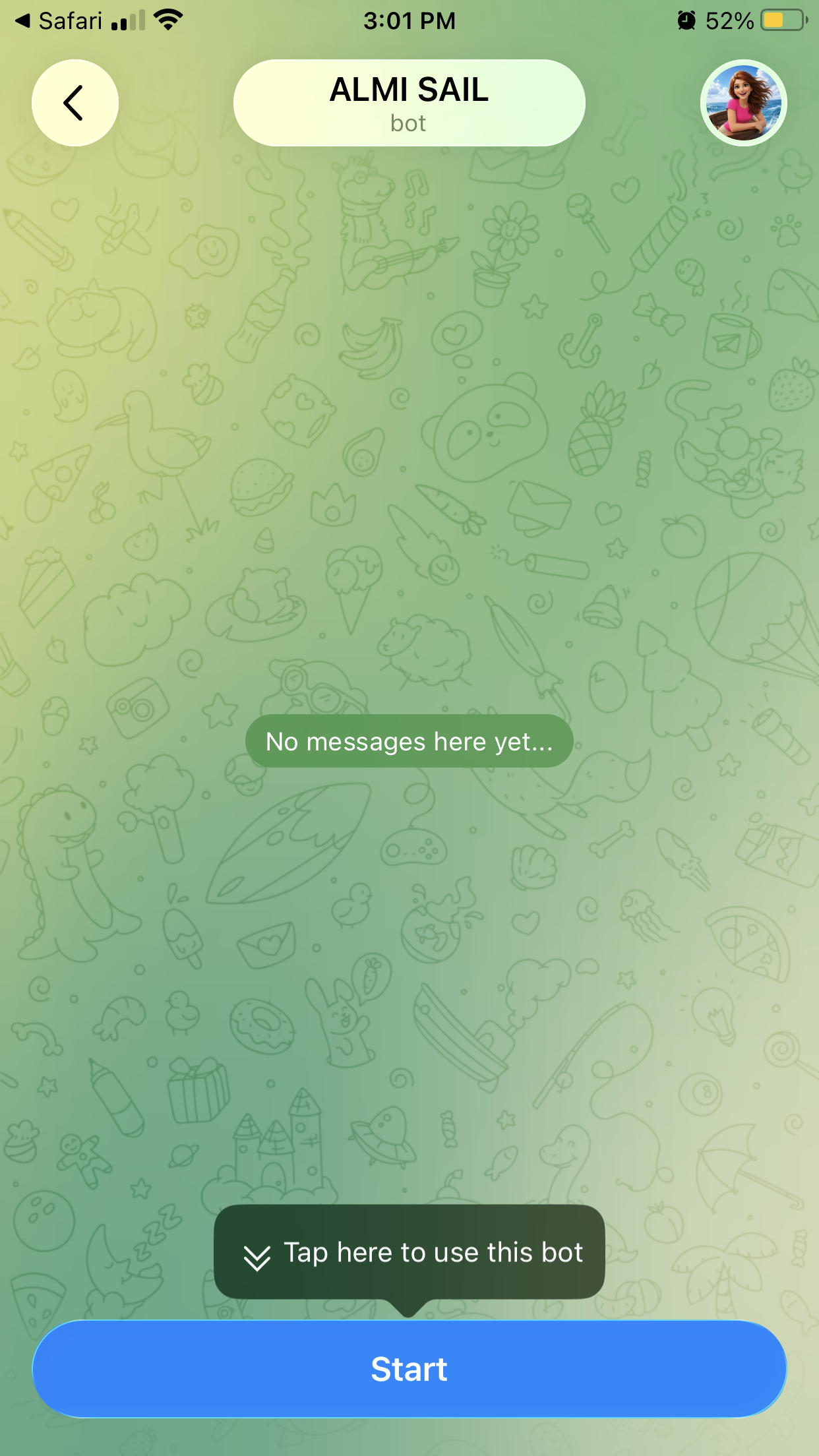 Chat s ALMI SAIL — klikni Start dole