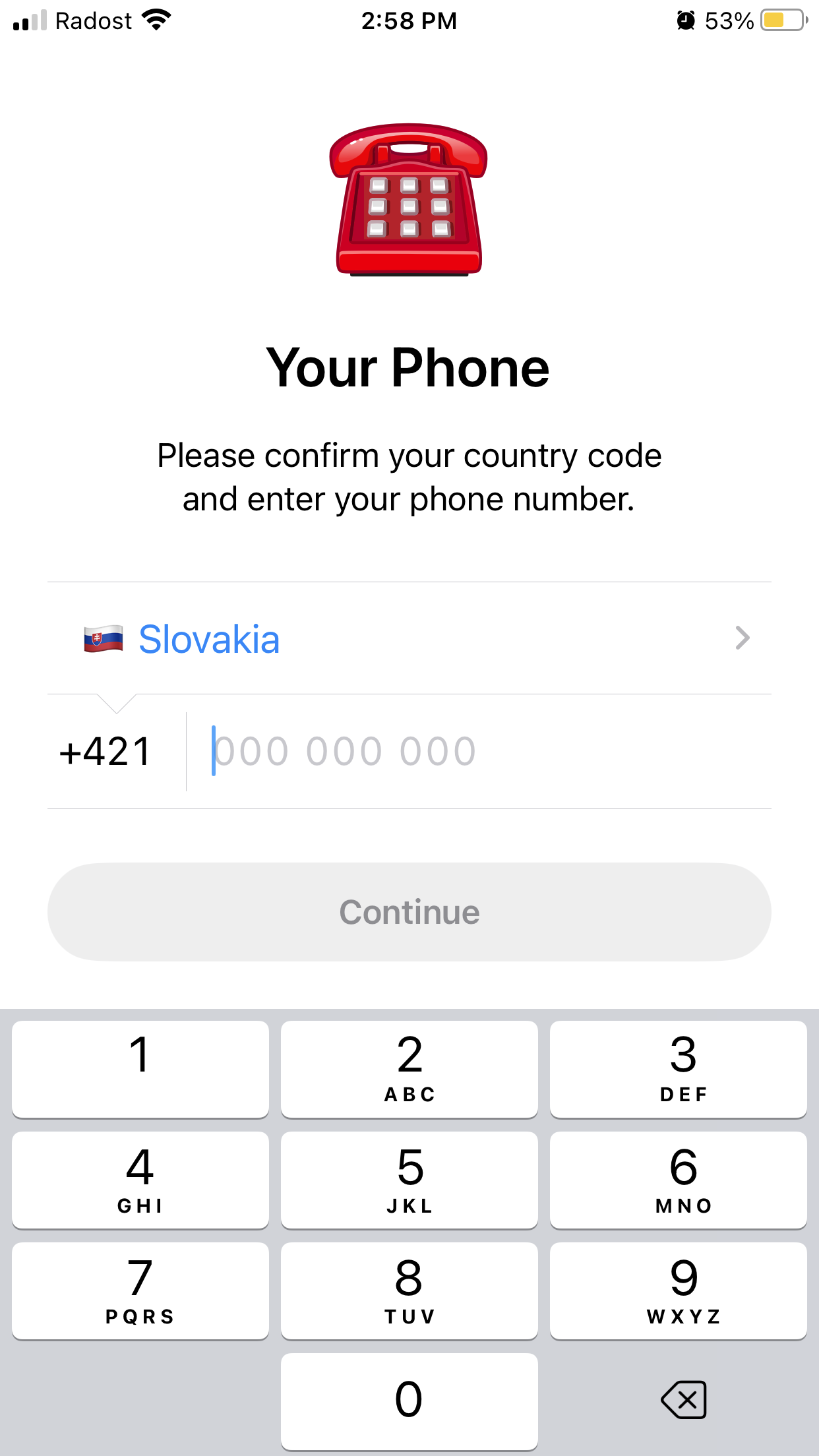 Telegram — zadanie telefónneho čísla
