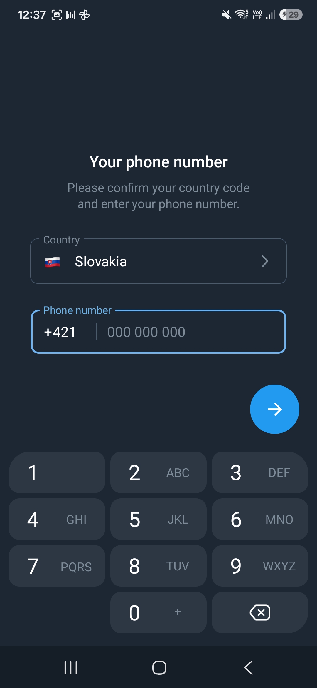 Zadanie telefónneho čísla — Slovakia, +421